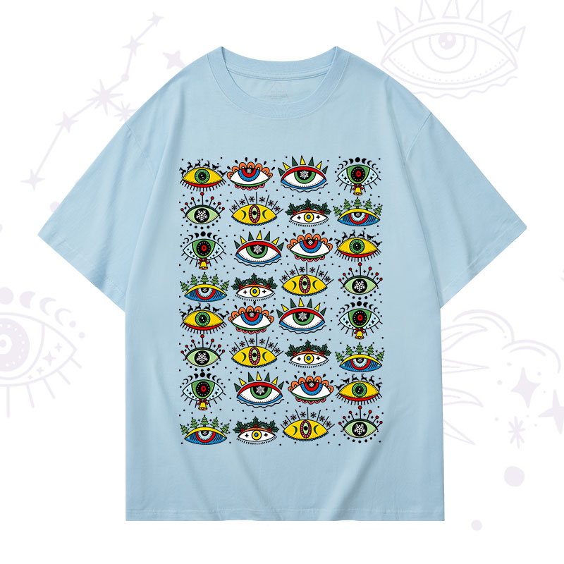 Purplehecate Christmas Evil Eye Pattern T-Shirt