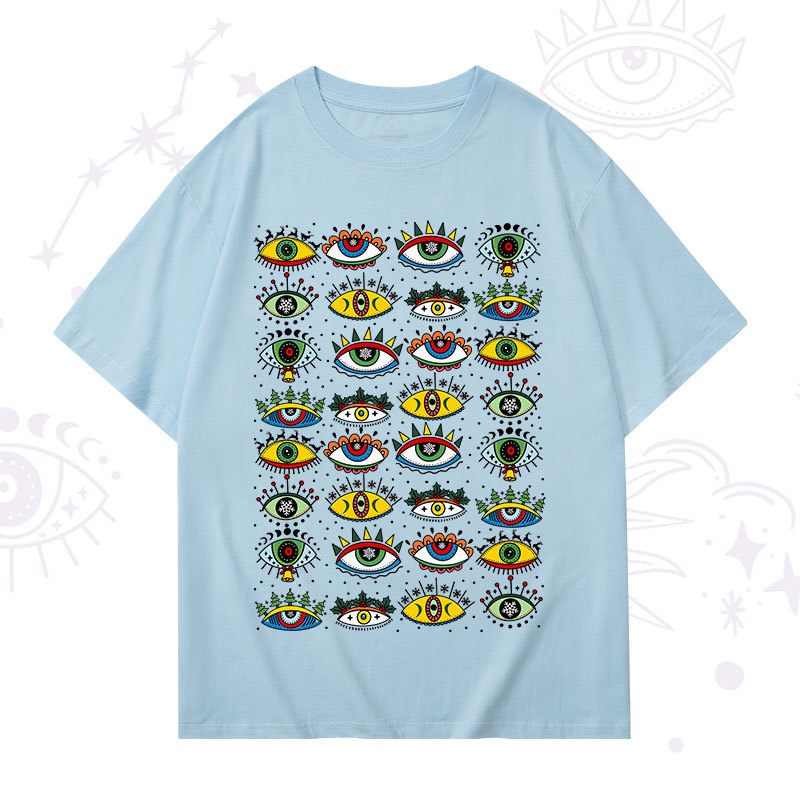 Purplehecate Christmas Evil Eye Pattern T-Shirt