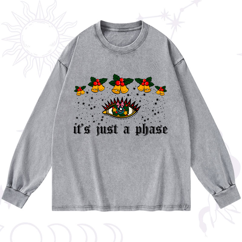Purplehecate Christmas It's Just A Phase Washed Long Sleeve Shirt