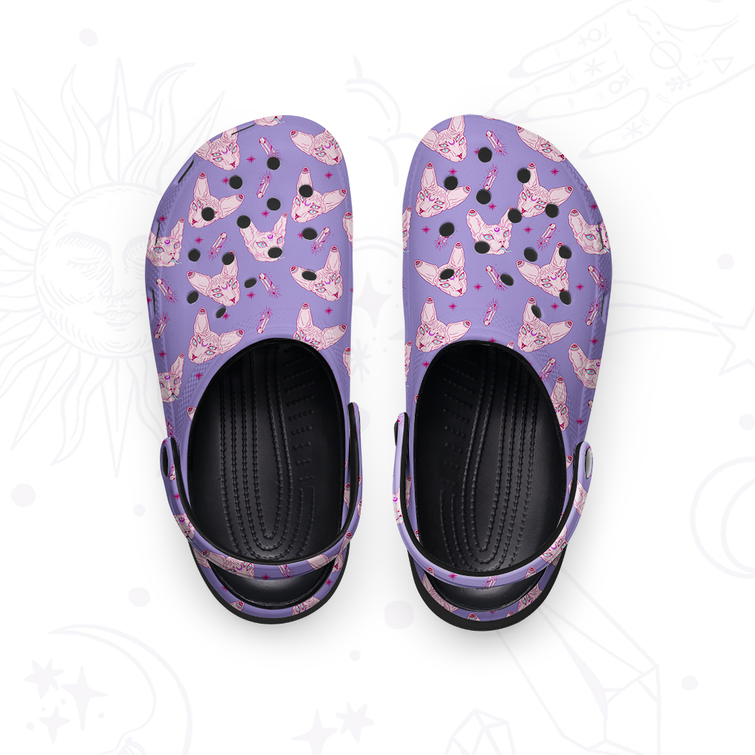 Purplehecate Mystical Sphynx Cat Rubber Clogs