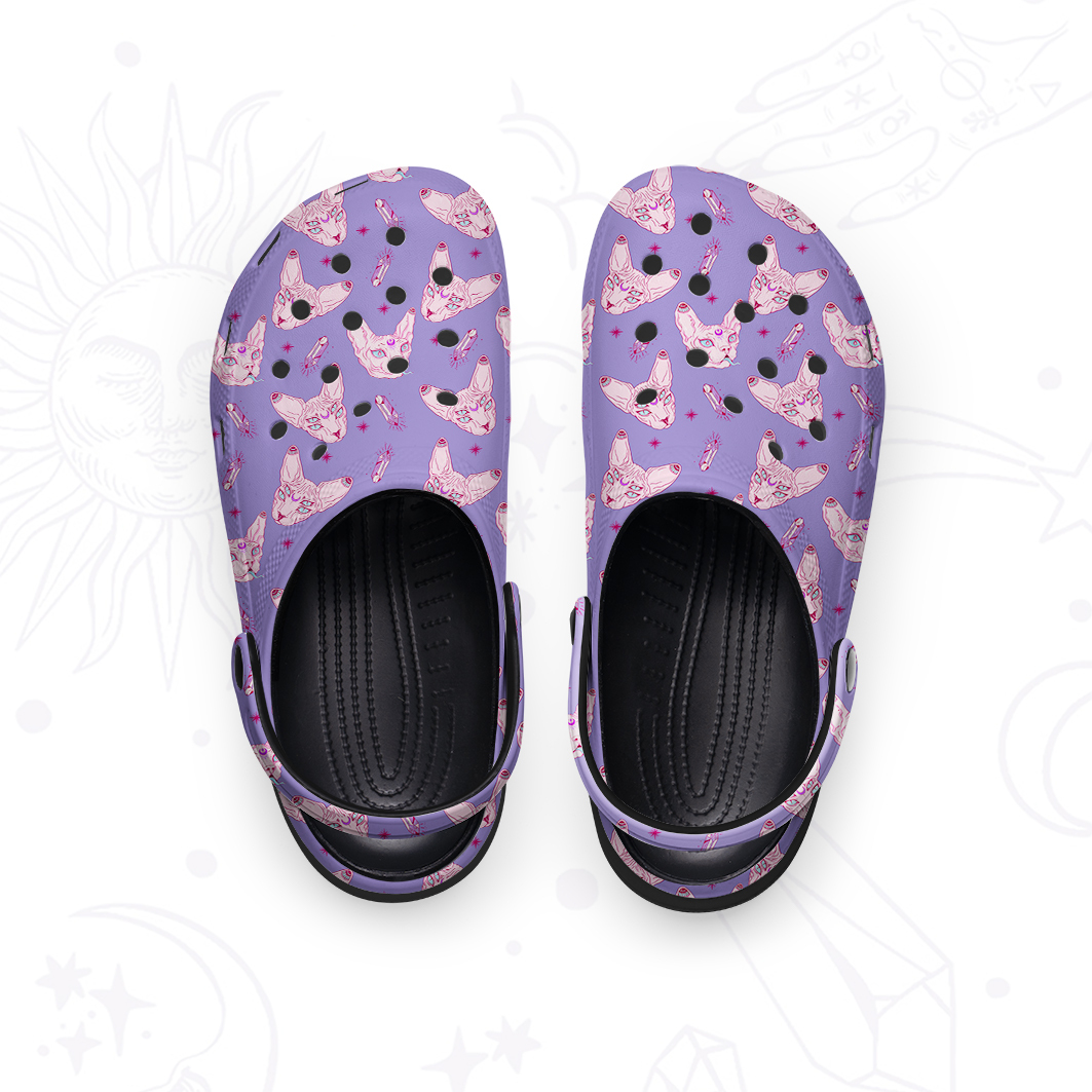 Purplehecate Mystical Sphynx Cat Rubber Clogs