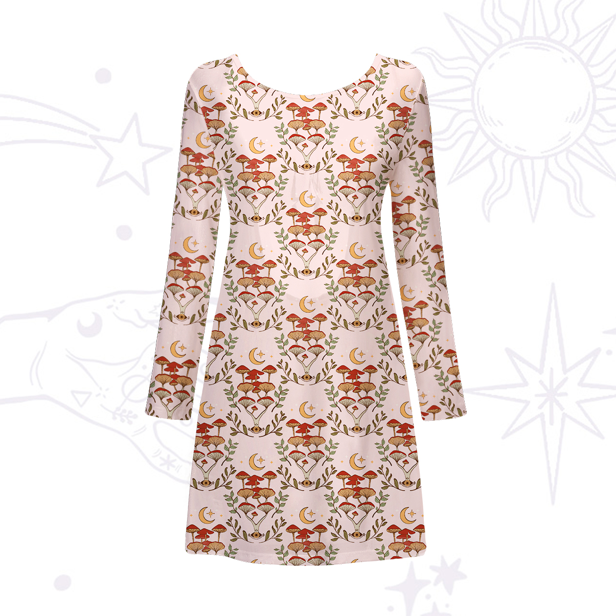 Purplehecate Psychedelic Mushrooms Beachwear Cover-Up Dress