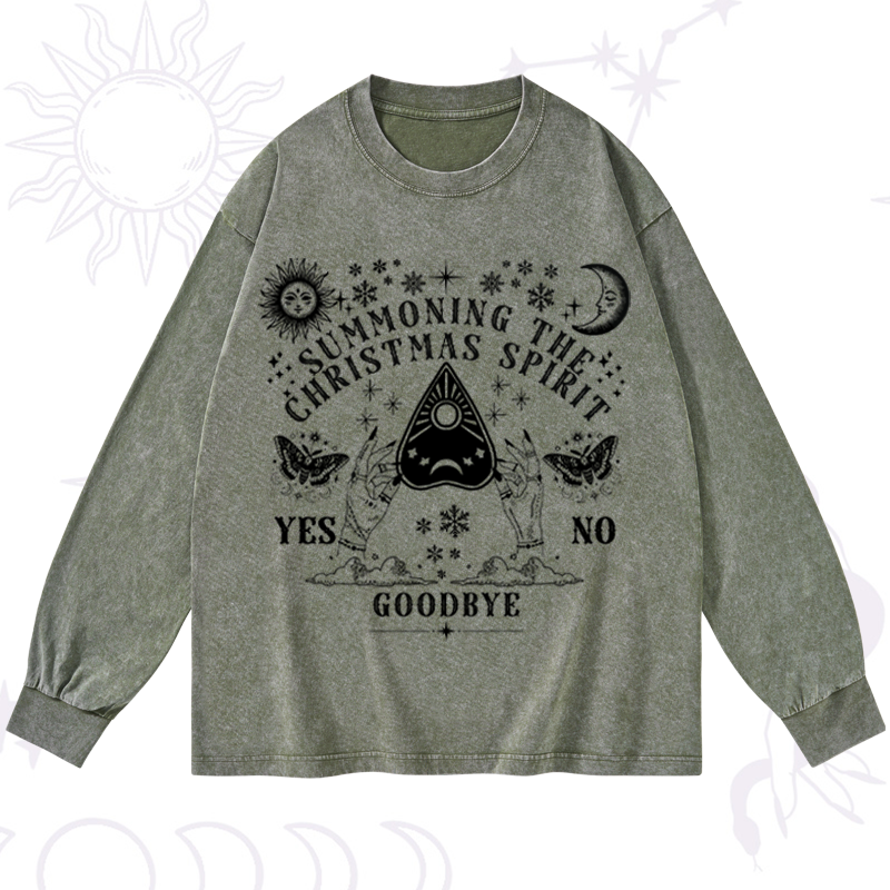 Purplehecate Christmas Mystical Talking Board Washed Long Sleeve Shirt