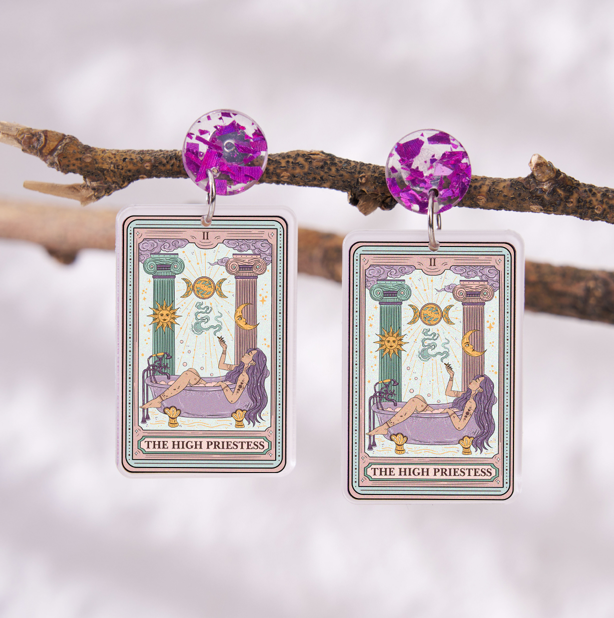 Magic Purplehecate The High Priestess Tarot Acrylic Earrings