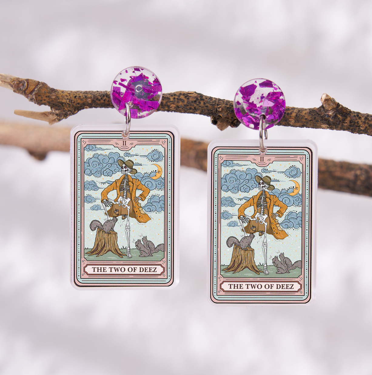 Purplehecate The Two Of Deez Tarot Acrylic Earrings