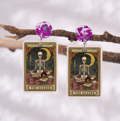 Purplehecate The Reader Tarot Acrylic Earrings