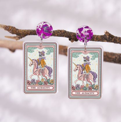Purplehecate The Audacity Tarot Card Acrylic Earrings