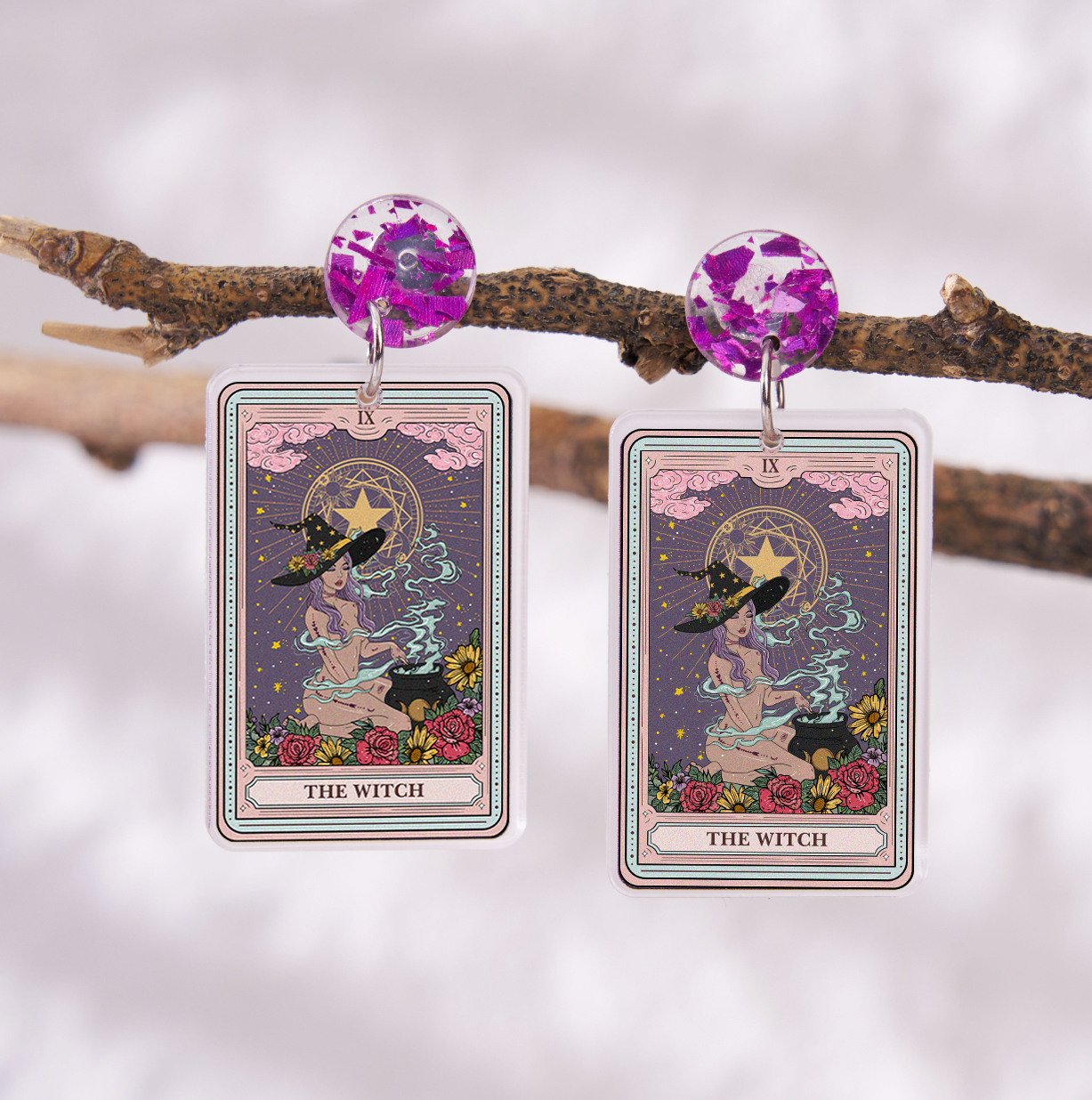 Purplehecate The Witch Tarot Acrylic Earrings