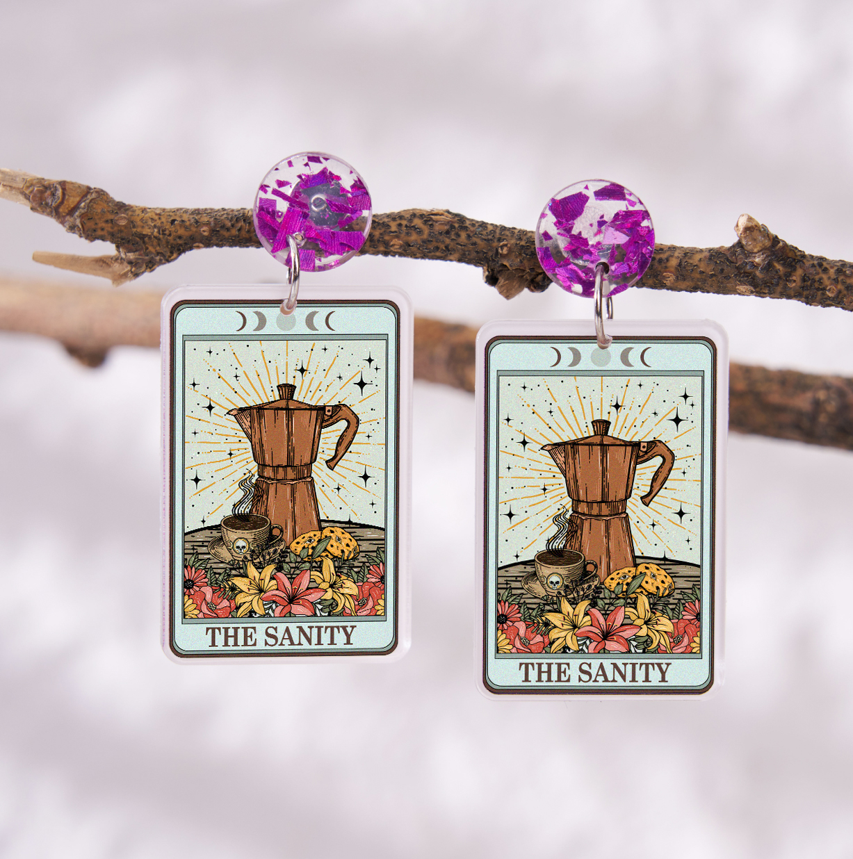 Purplehecate The Sanity Tarot Acrylic Earrings