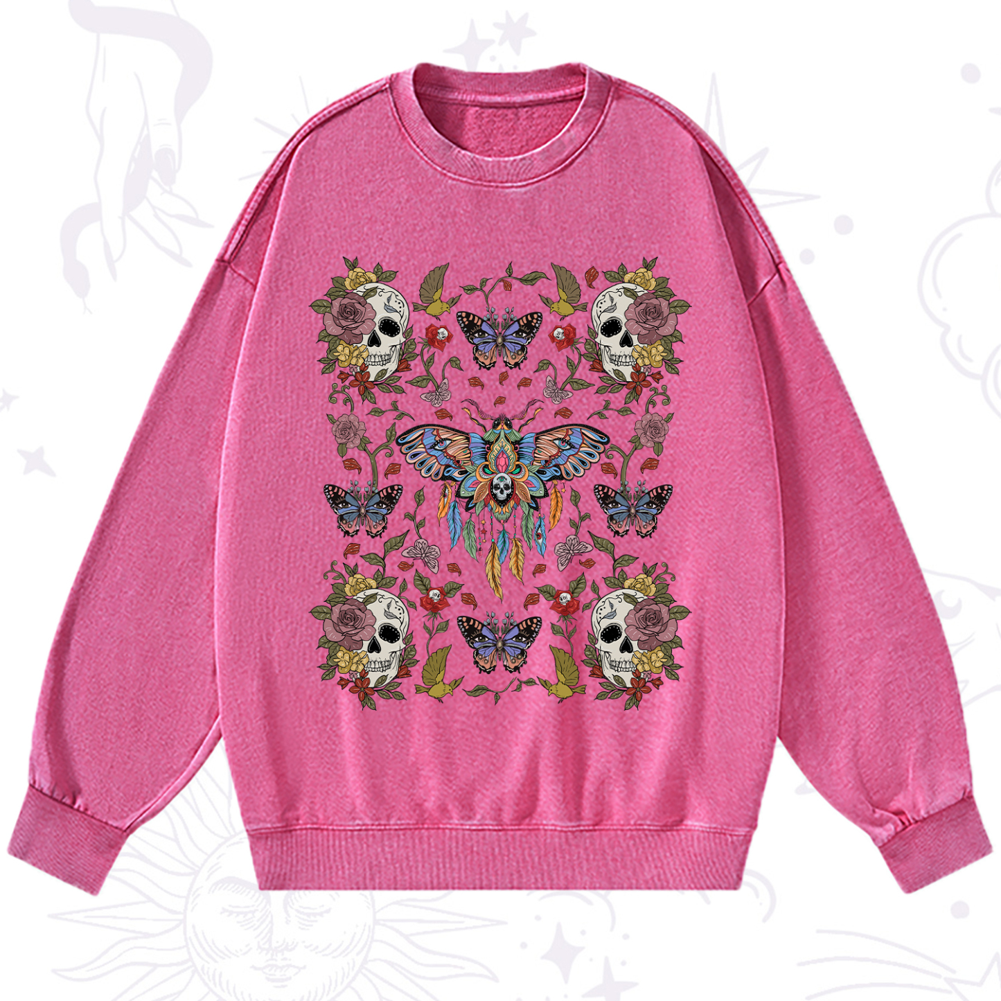 Purplehecate Moths Dancing Washed Sweatshirt