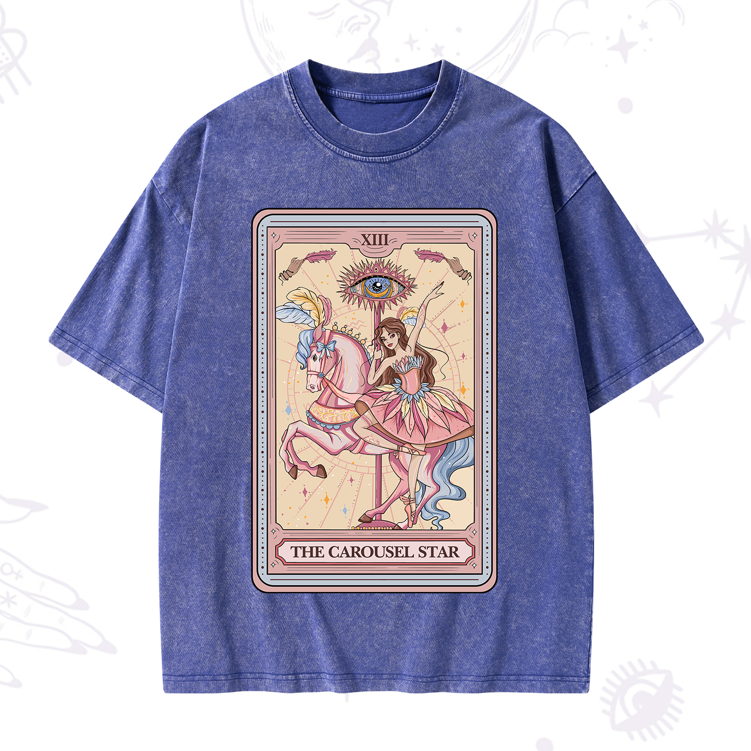 Purplehecate The Carousel Star Tarot Card Washed T-Shirt