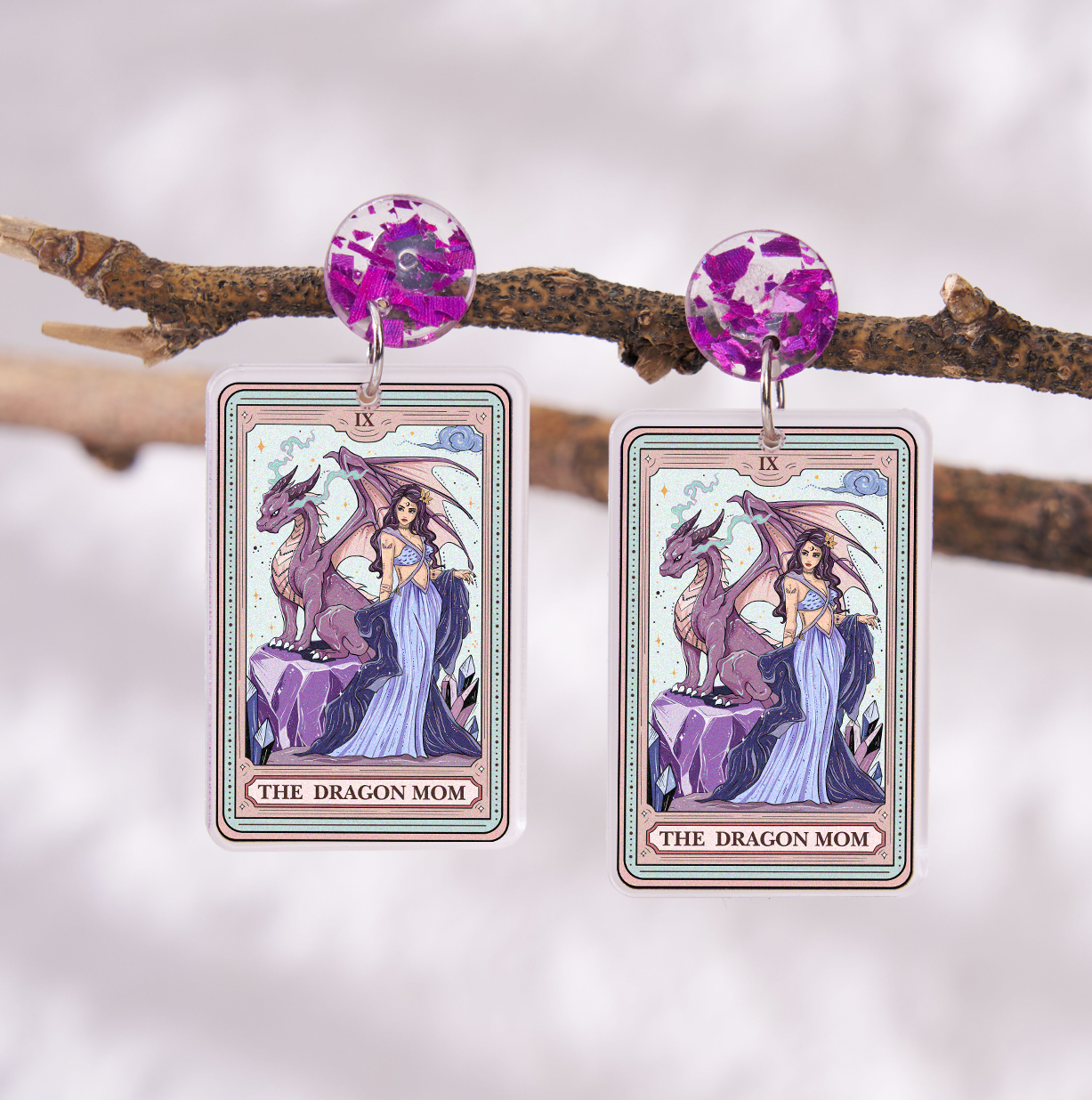 Purplehecate The Dragon Tarot Acrylic Earrings