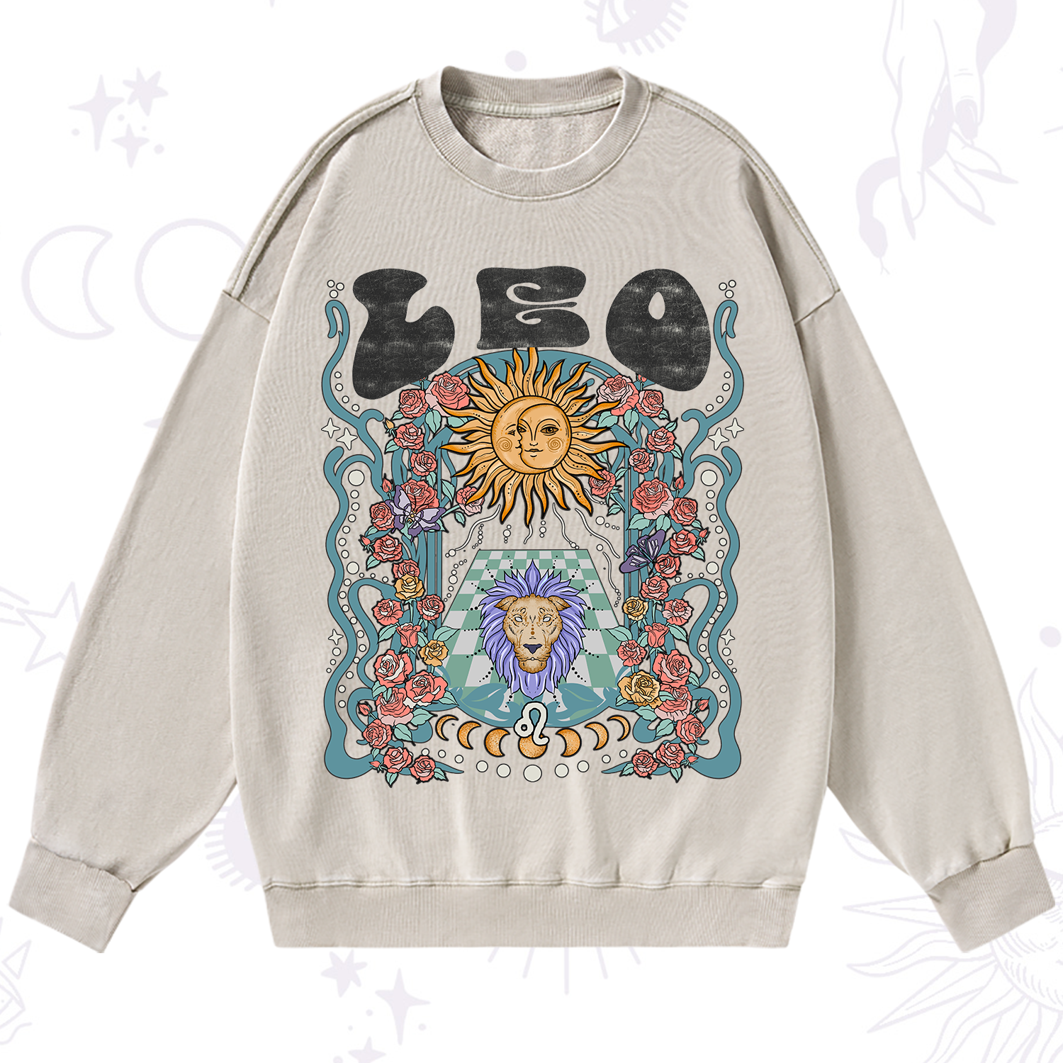 Purplehecate Leo Spirit Zodiac Washed Sweatshirt