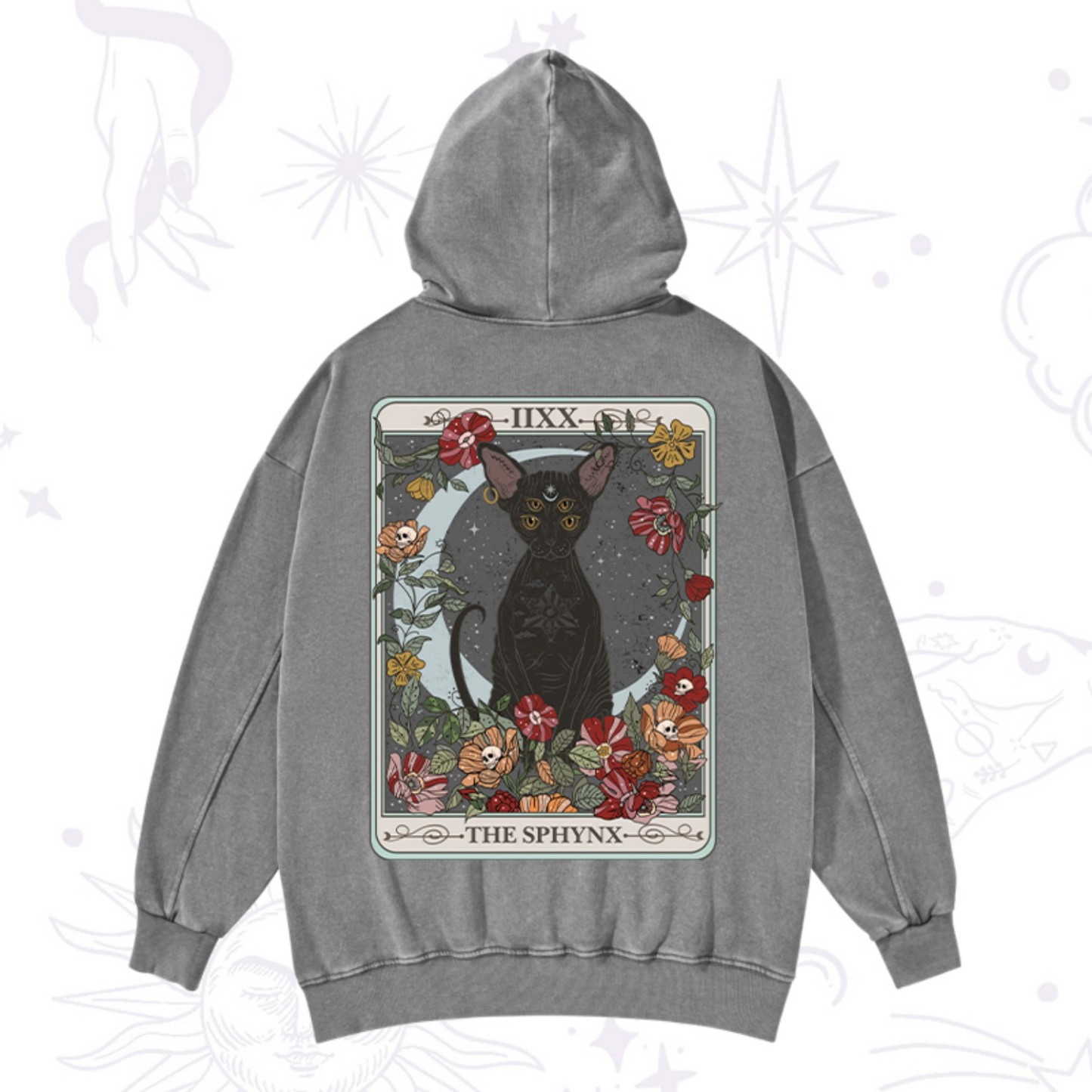 Purplehecate The Sphynx Tarot Washed Hoodie