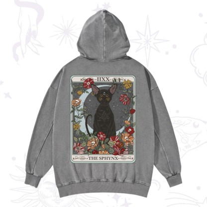 Purplehecate The Sphynx Tarot Washed Hoodie