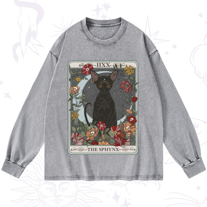 Purplehecate The Sphynx Tarot Washed Long Sleeve Shirt