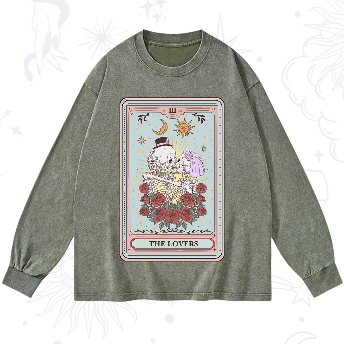 Purplehecate The Lovers Tarot Washed Long Sleeve Shirt