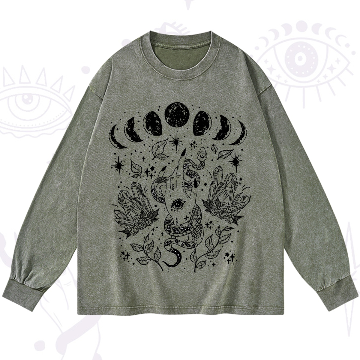 Purplehecate Reach For The Moon Washed Long Sleeve Shirt