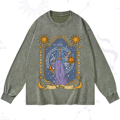 Purplehecate Libra Zodiac Washed Long Sleeve Shirt