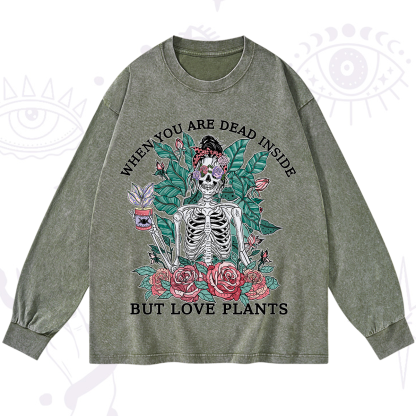 Purplehecate When You Dead Inside Washed Long Sleeve Shirt