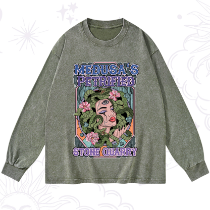 Purplehecate The Gorgon with Snake Hair Medusa Washed Long Sleeve Shirt