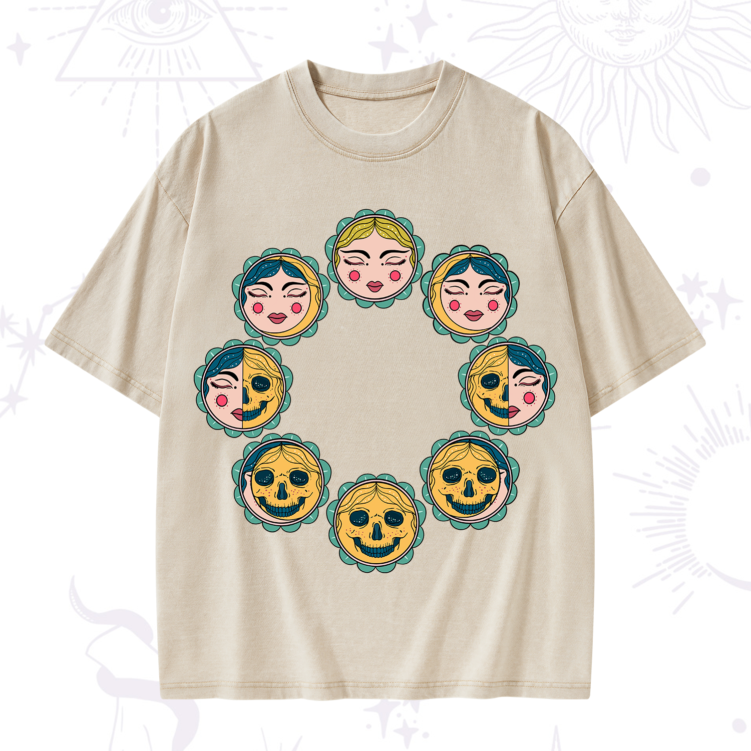 Purplehecate Lunar Skull Cycle Washed T-Shirt