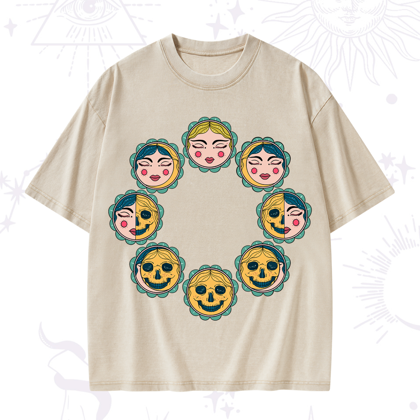 Purplehecate Lunar Skull Cycle Washed T-Shirt
