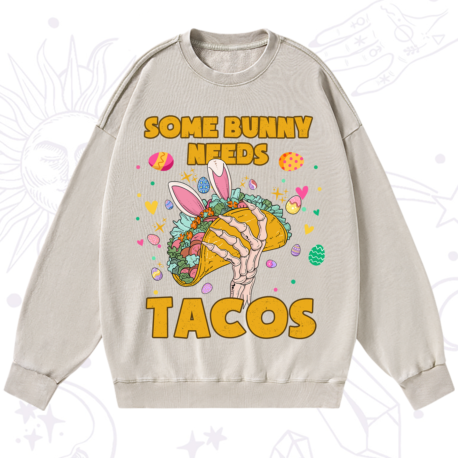 Purplehecate Some Bunny Needs Tacos Easter Washed Sweatshirt