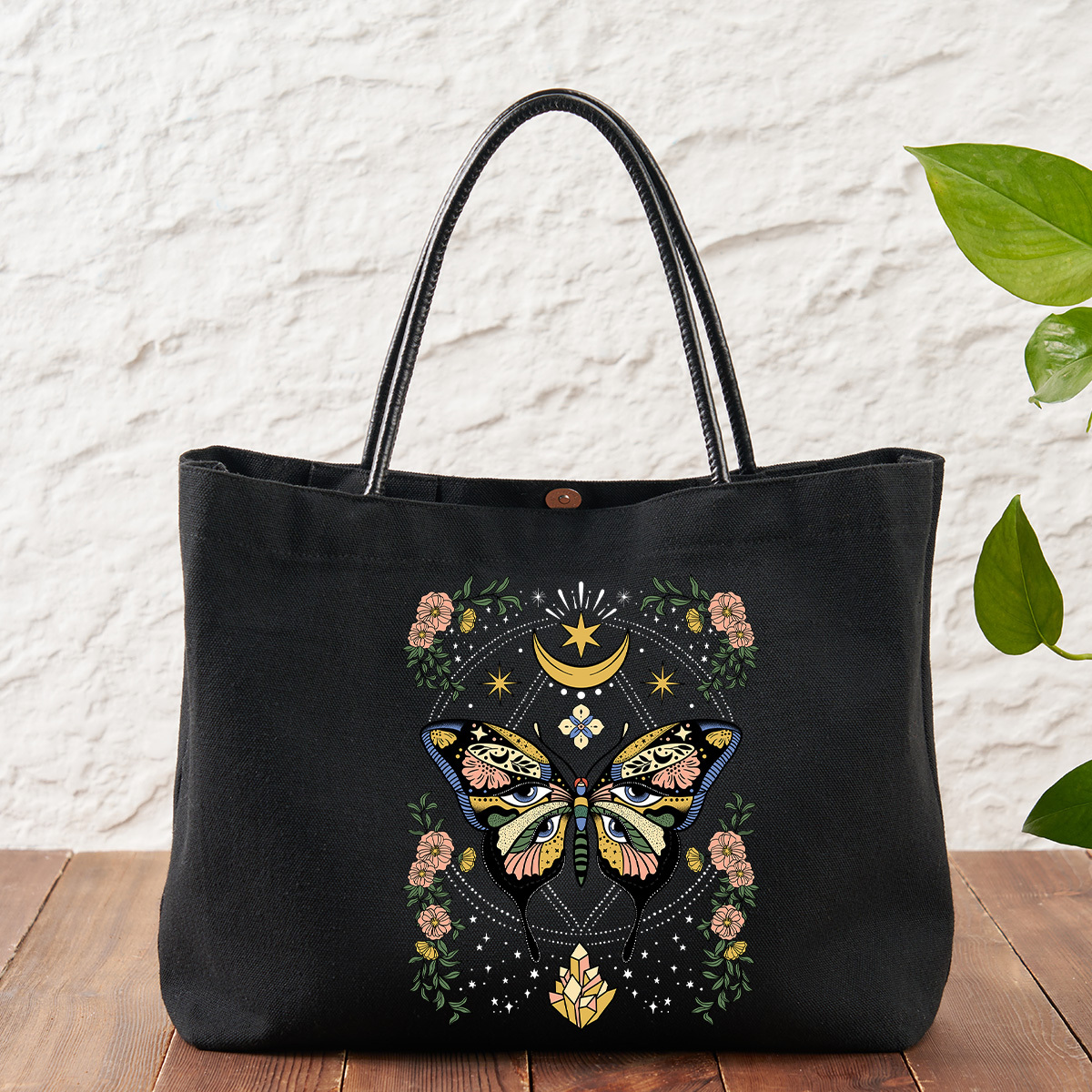 Purplehecate I Am Opening Leather Canvas Tote Bag