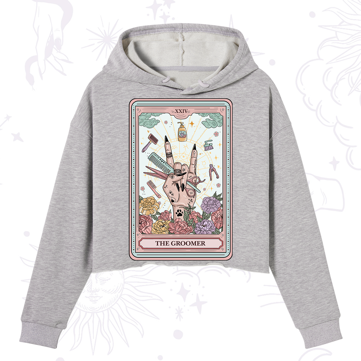 Purplehecate The Pet Groomer Tarot Card Crop Hoodie