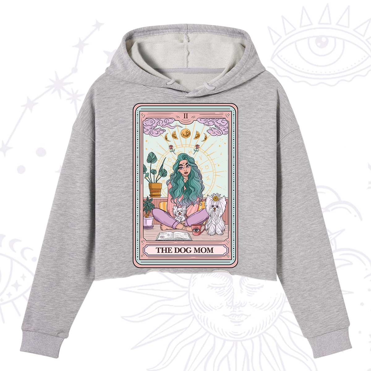 Purplehecate The Divine Dog Mom Tarot Card Crop Hoodie