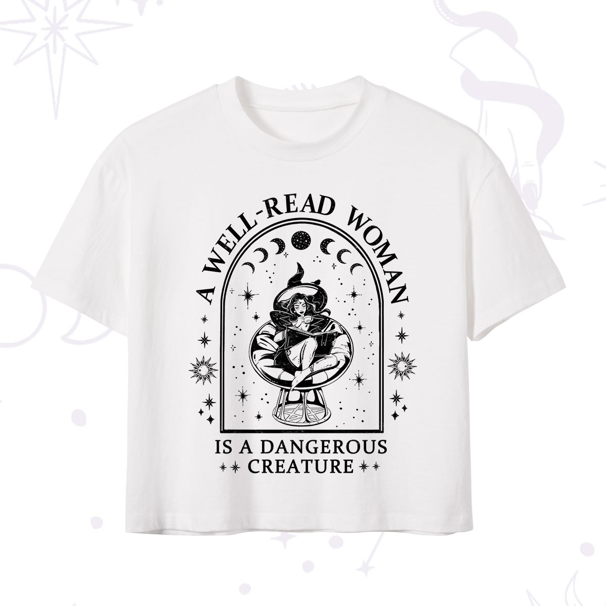 Purplehecate A Well Read Woman Bookish Crop T-Shirt
