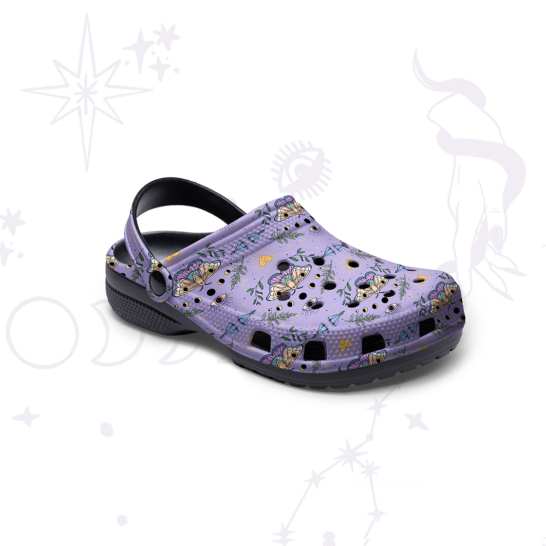 Purplehecate Luna Moth Witch Rubber Clogs