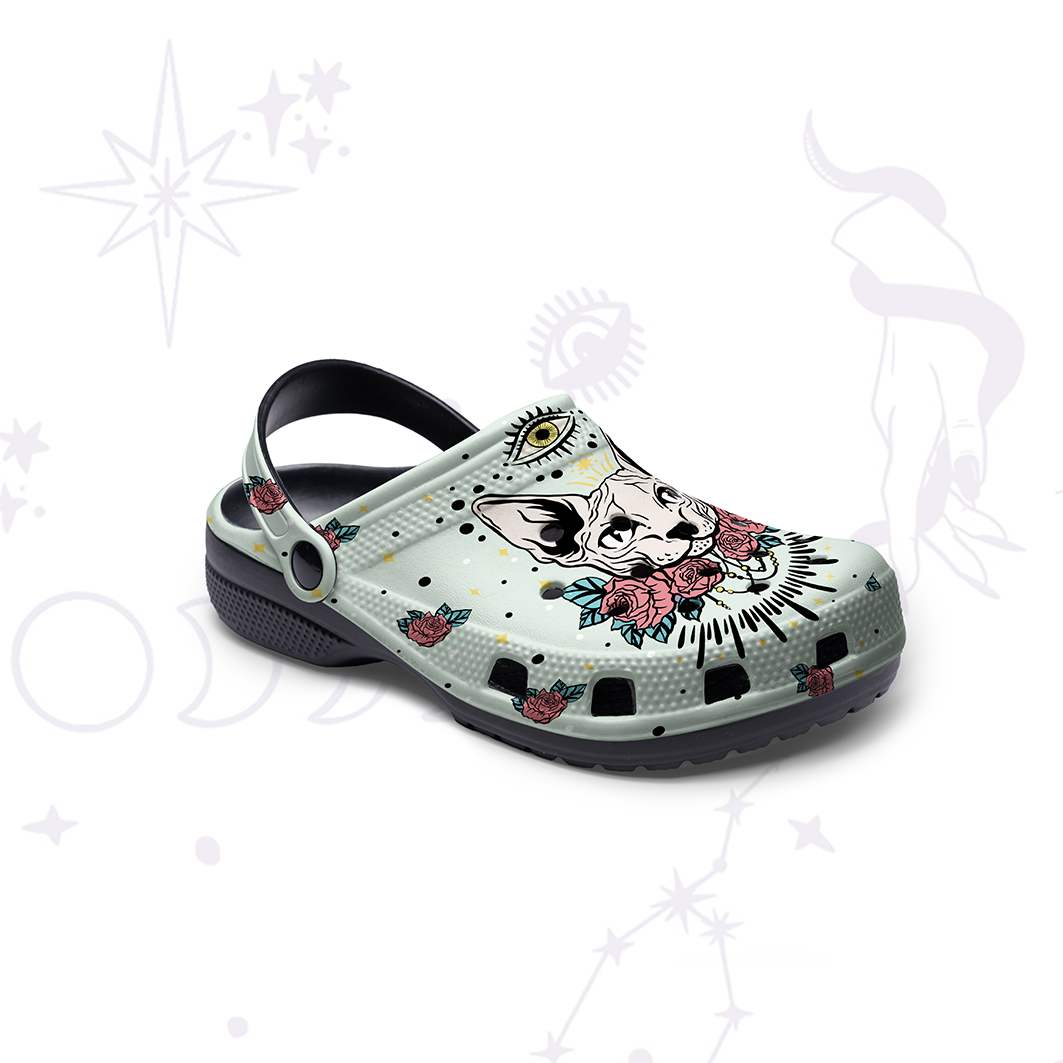 Purplehecate Mystical Cat Rubber Clogs