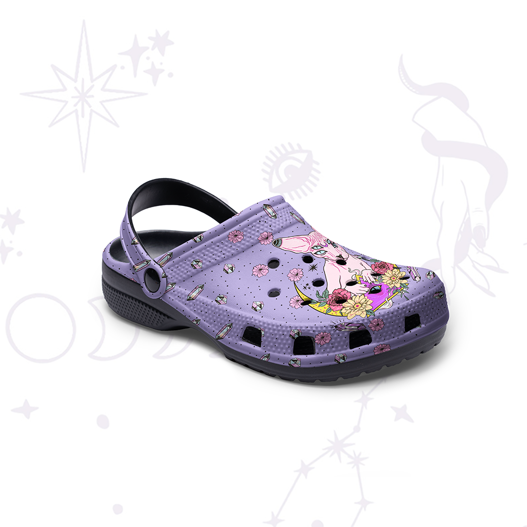 Purplehecate Moon Phase Cat Rubber Clogs