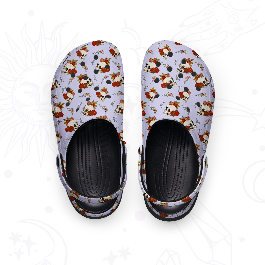 Purplehecate Flowers and Bones Rubber Clogs