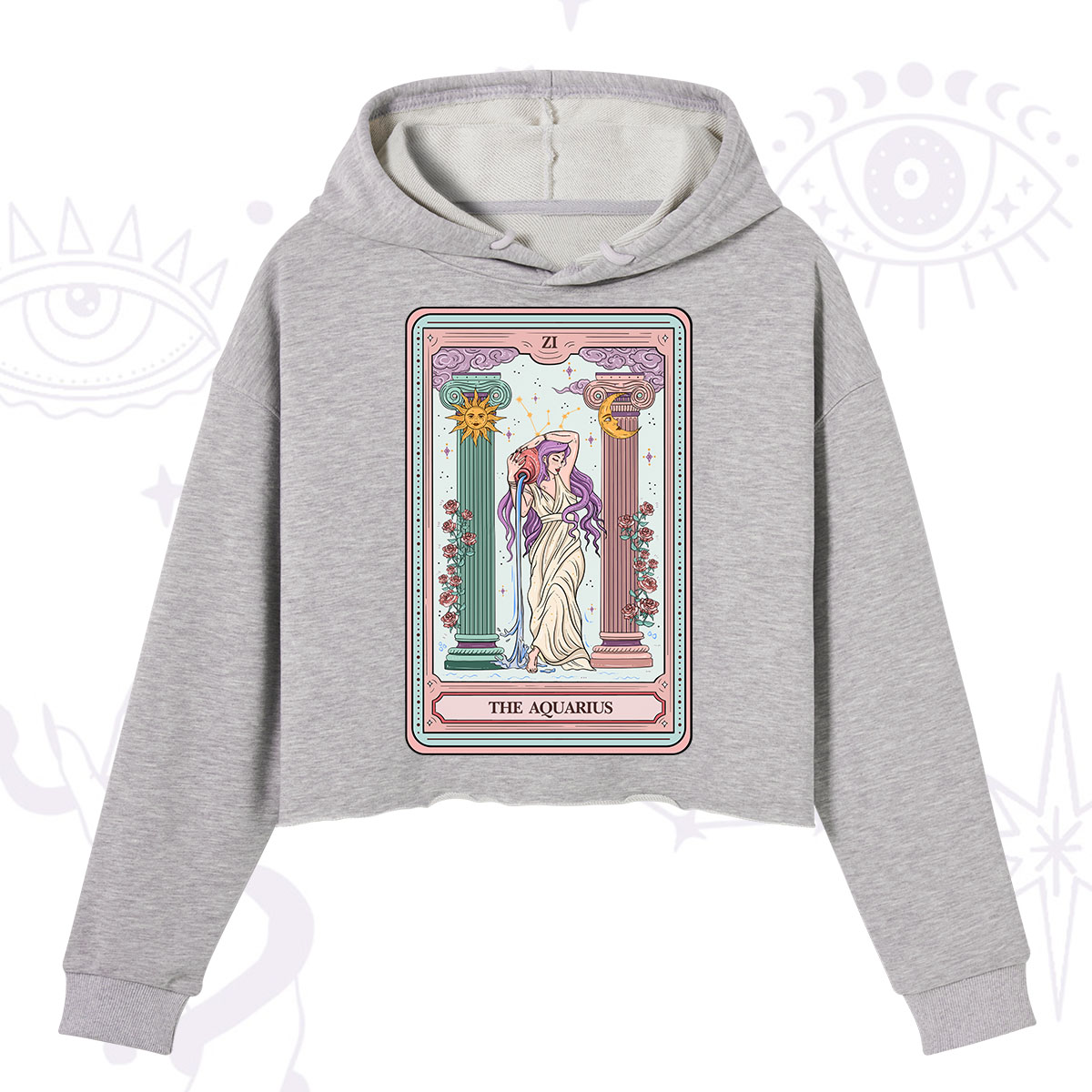 Purplehecate The Aquarius Goddess Tarot Crop Hoodie