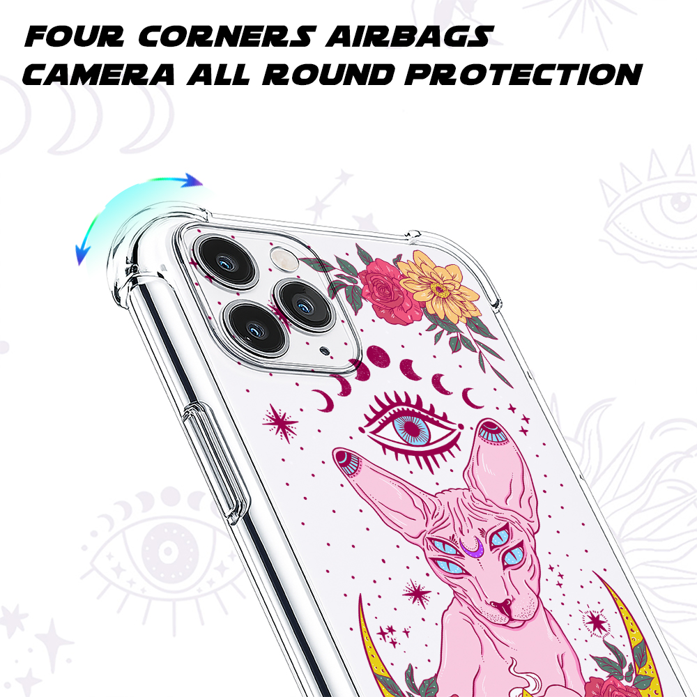 Purplehecate Moon Phase Cat Clear Phone Case