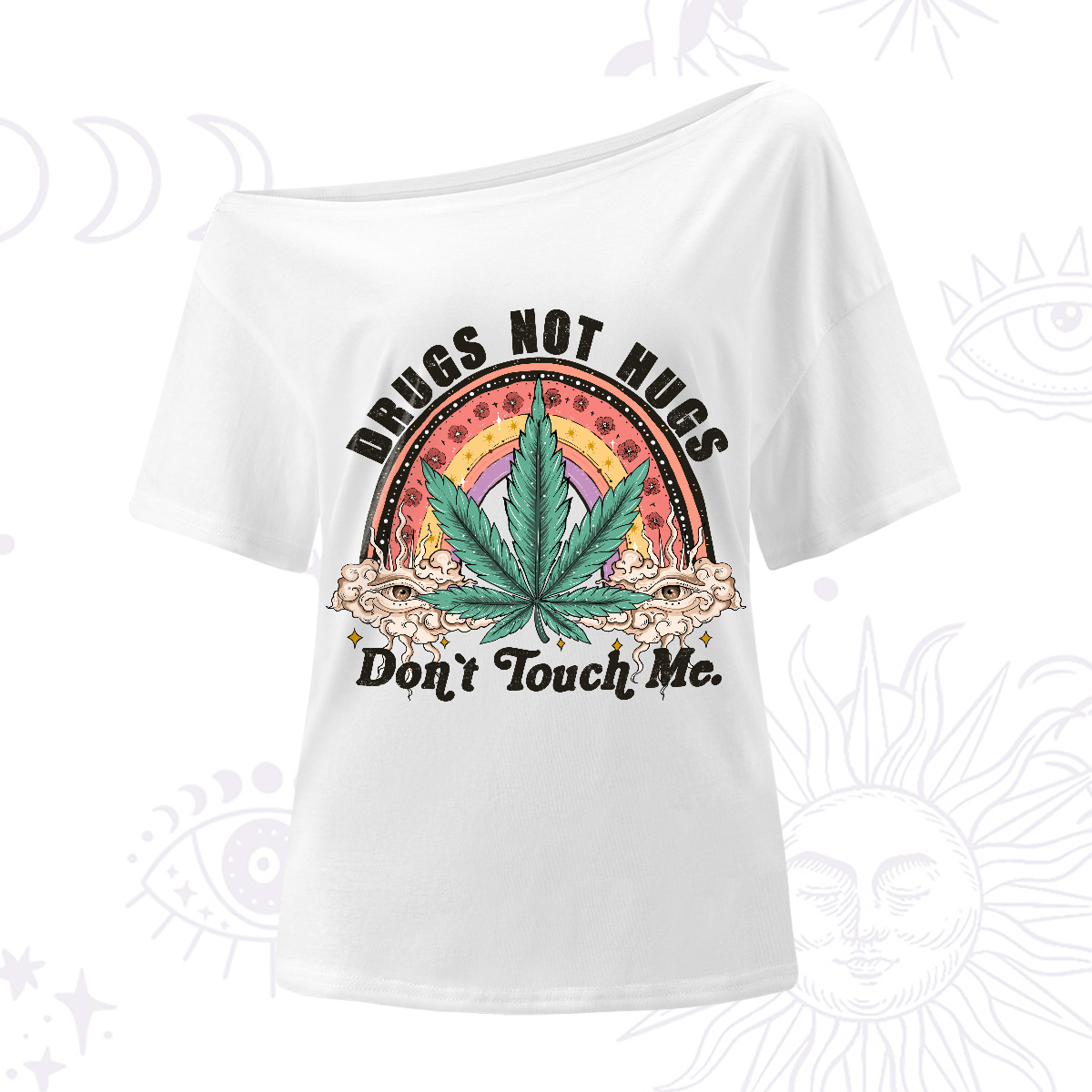 Purplehecate Drugs Not Hugs One-Shoulder T-Shirt
