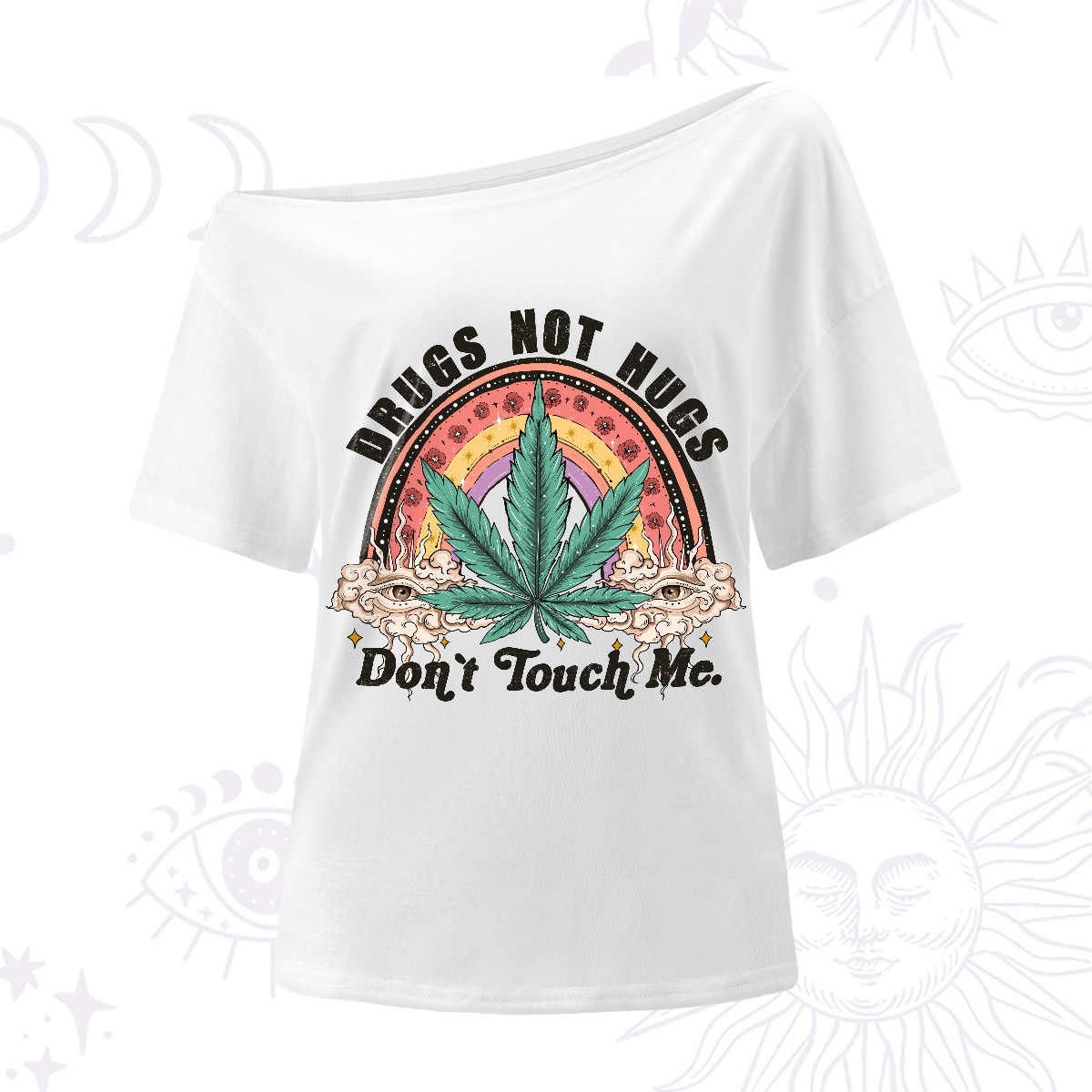 Purplehecate Drugs Not Hugs One-Shoulder T-Shirt