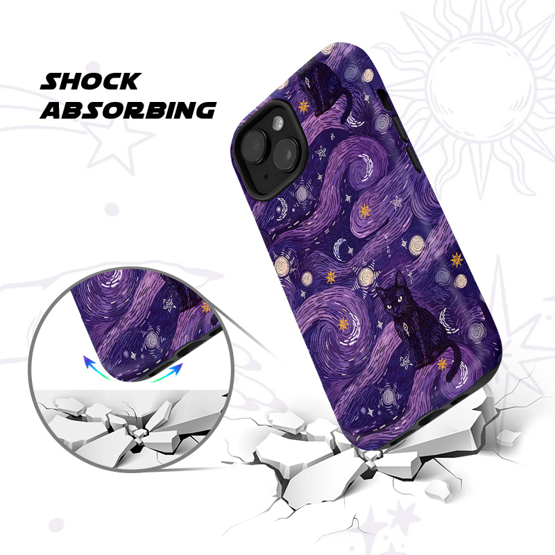 Purplehecate Mystic Cat Beneath the Cosmic Veil Phone Case