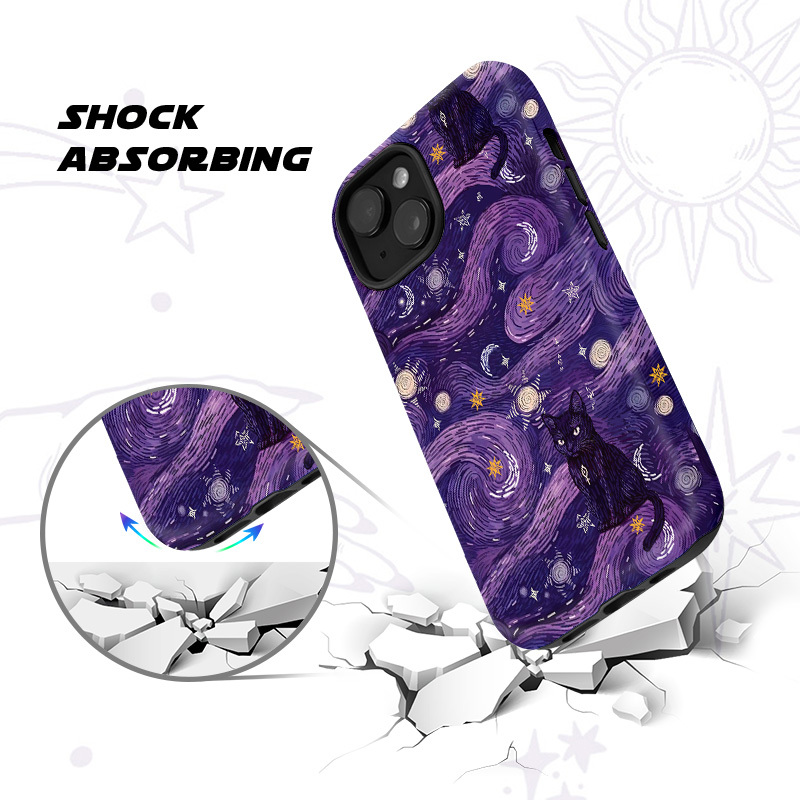 Purplehecate Mystic Cat Beneath the Cosmic Veil Phone Case