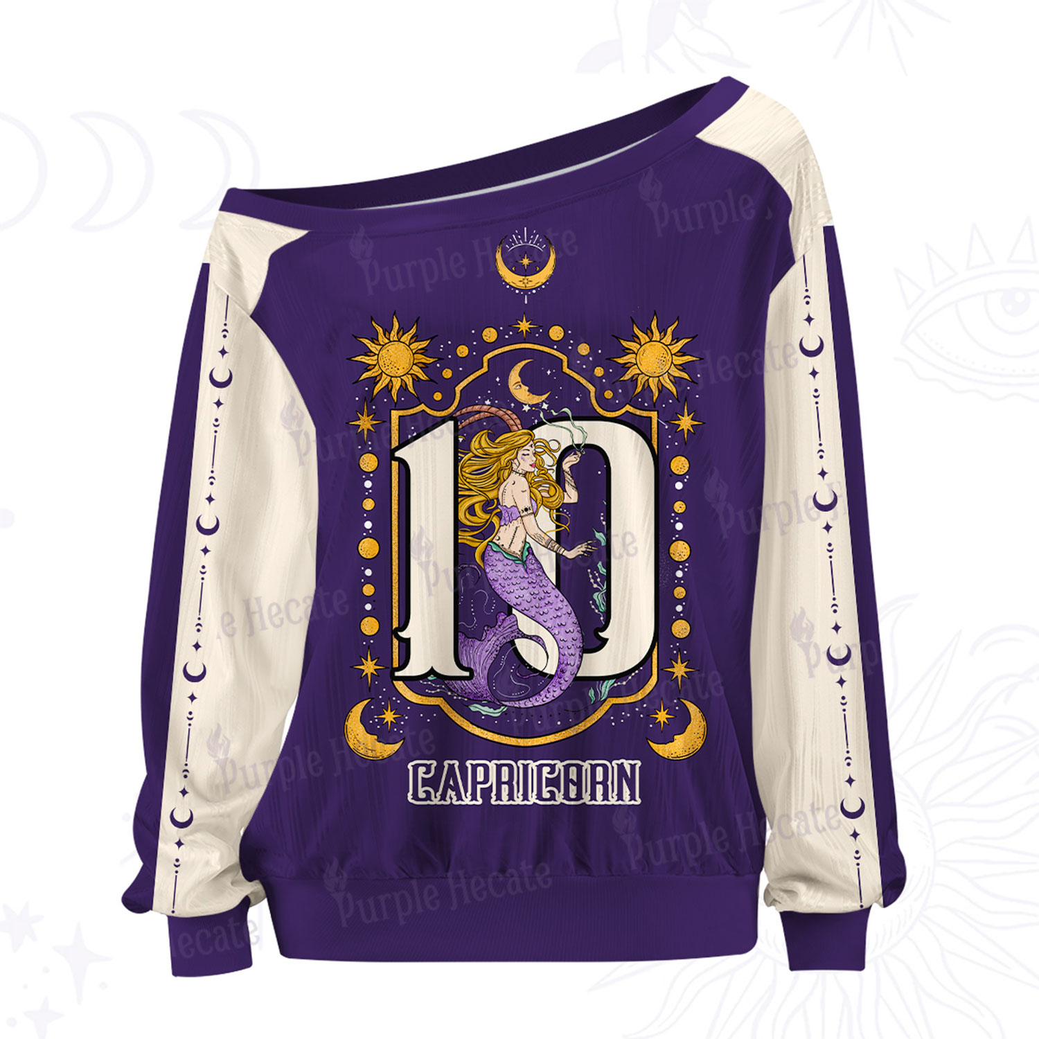 Purplehecate Capricorn Zodiac Off The Shoulder Graphic Jersey