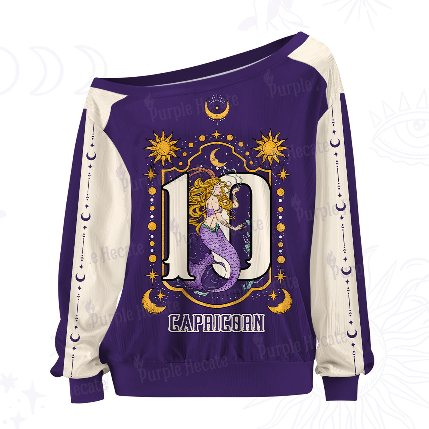 Purplehecate Capricorn Zodiac Off The Shoulder Graphic Jersey