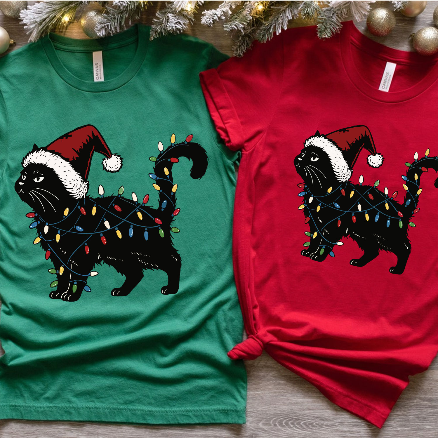 Purplehecate Cute Cat Christmas Family Matching T-Shirts