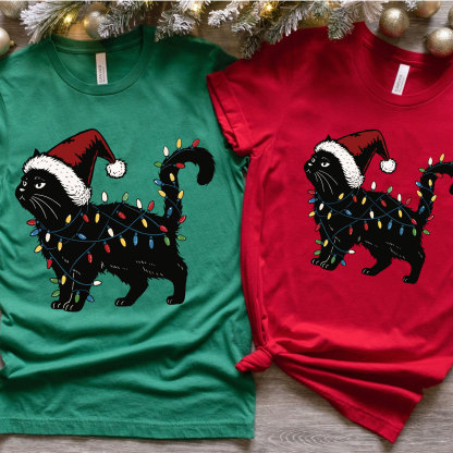 Purplehecate Cute Cat Christmas Family Matching T-Shirts