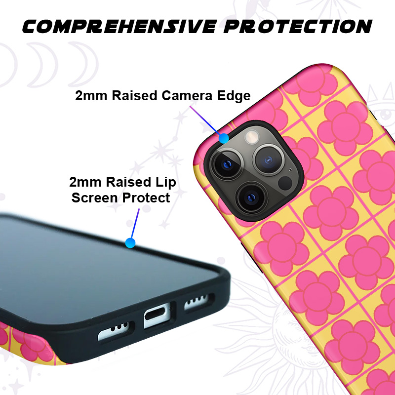 Purplehecate Bubble Flower Checkered Phone Case