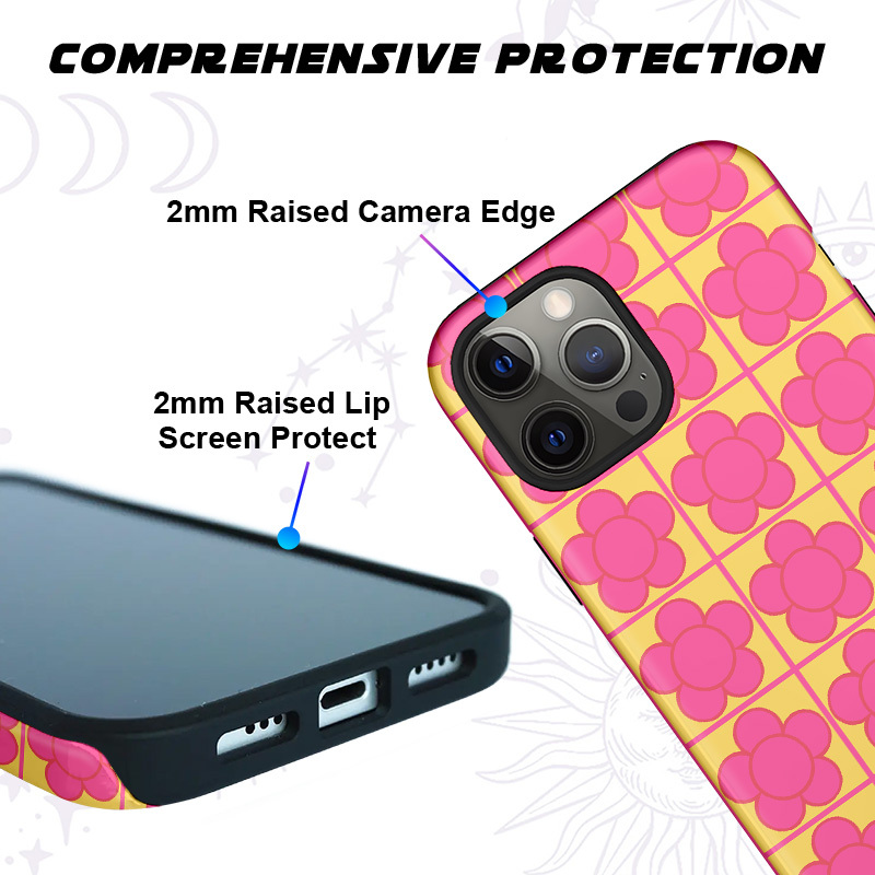 Purplehecate Bubble Flower Checkered Phone Case