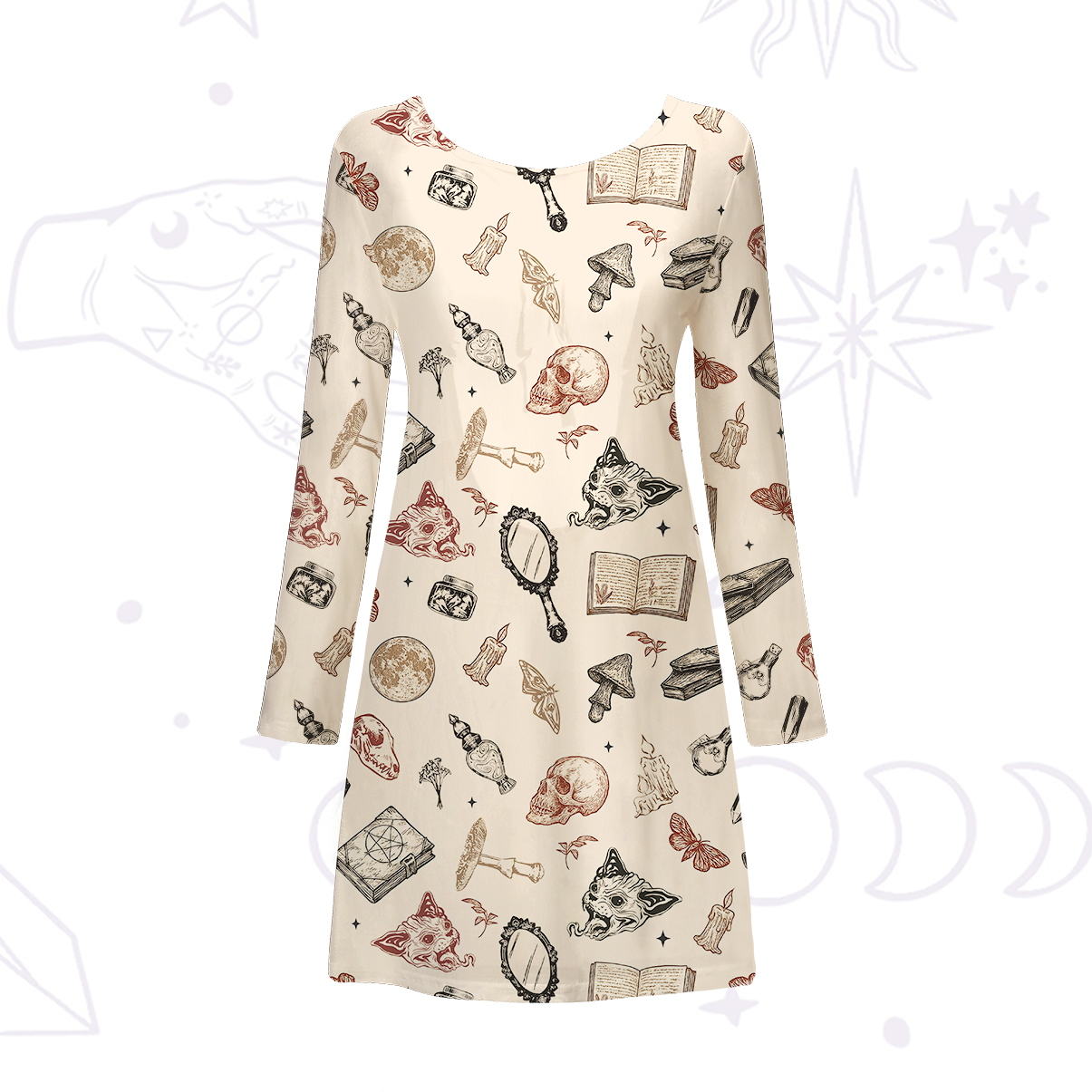 Purplehecate Witchy Spellbook Beachwear Cover-Up Dress