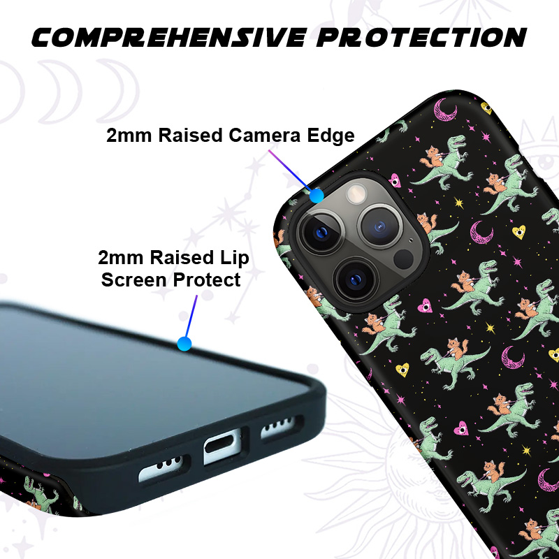 Purplehecate Witch Cat Rides the Dino Phone Case